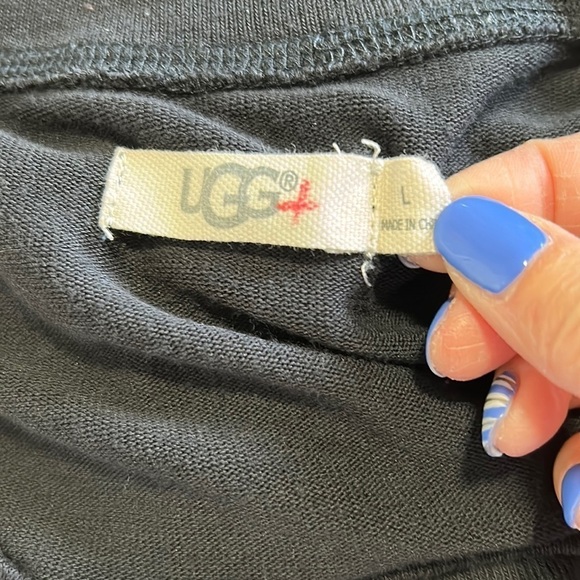 UGG Quincy Bow Tie Side Black Terry Sweatshirt Relaxed Fit  Sz L - Picture 10 of 13